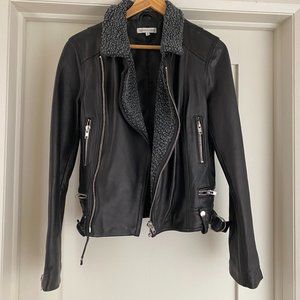 Heartloom Leather Jacket with Shearling Accent Size S